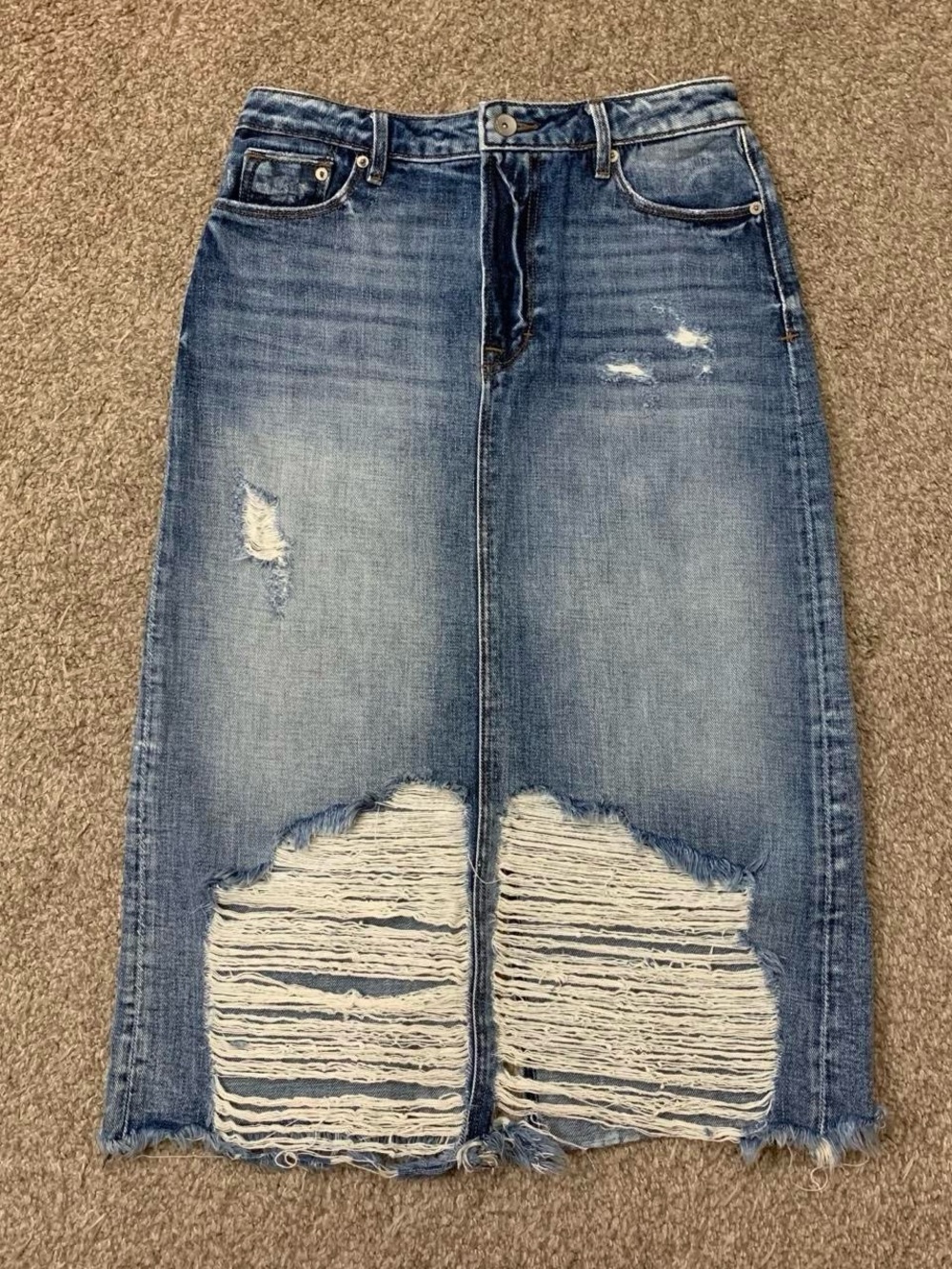 Cult Of Individuality Skirt Womens Size 25 Midi Distressed Ripped Denim Grunge